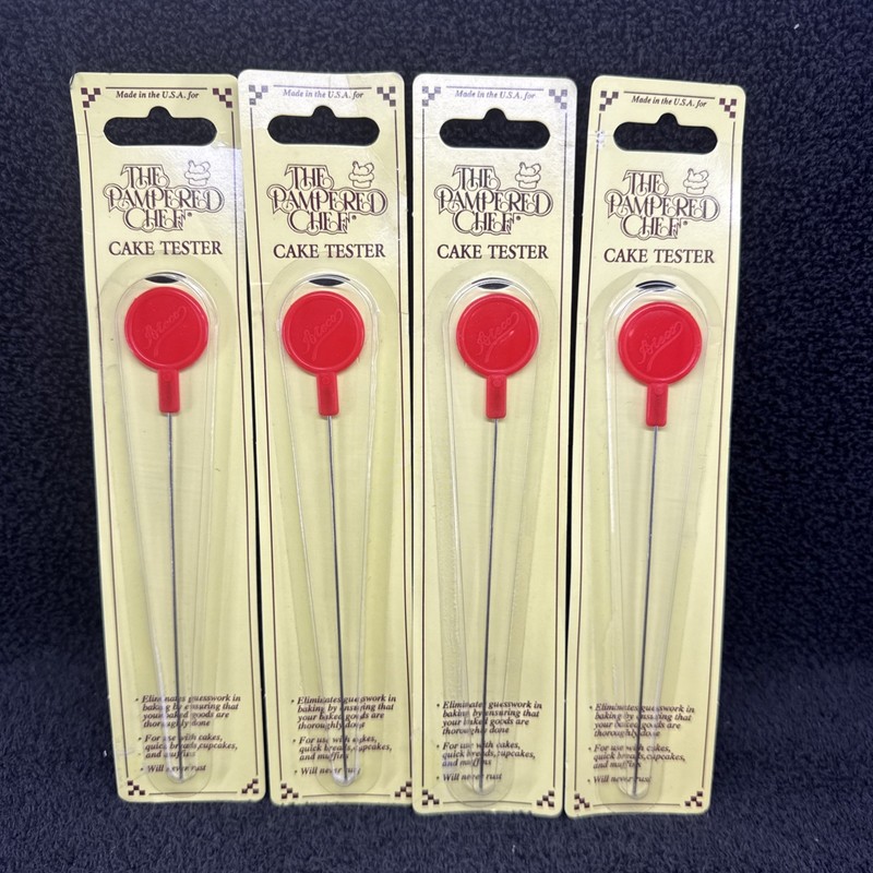 Pampered Chef Cake Tester RETIRED RED **NEW** LOT of 4