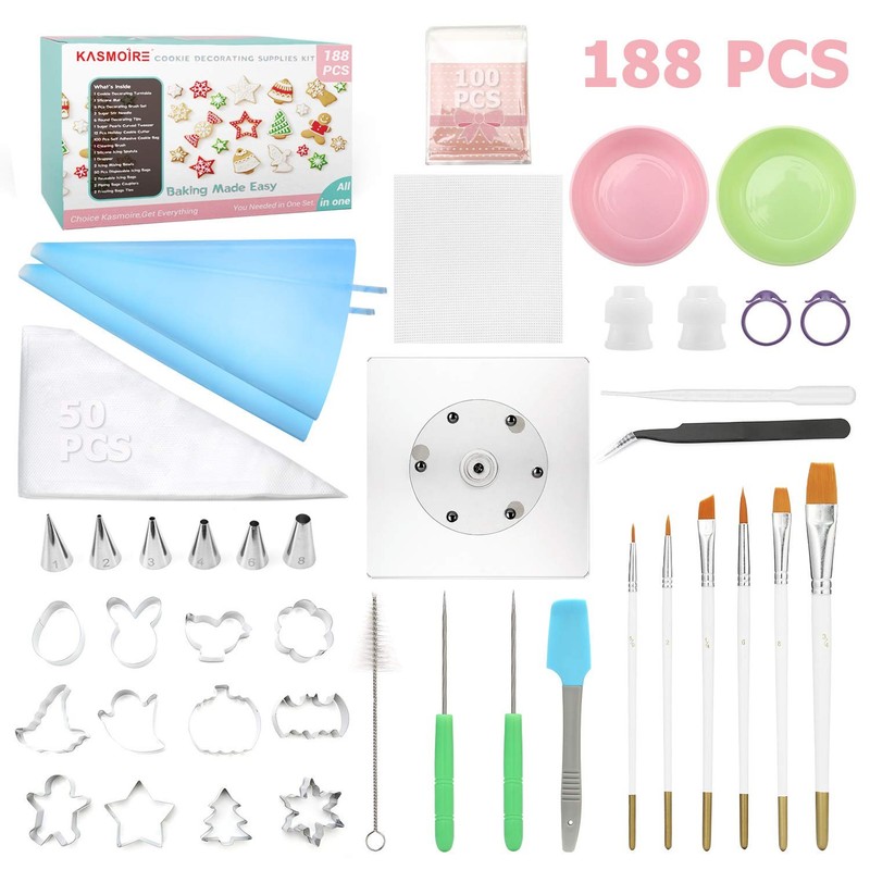 188pcs Cookie Decorating Supplies Kit(ALL-IN-),with 12pcs holiday cookie cutt…