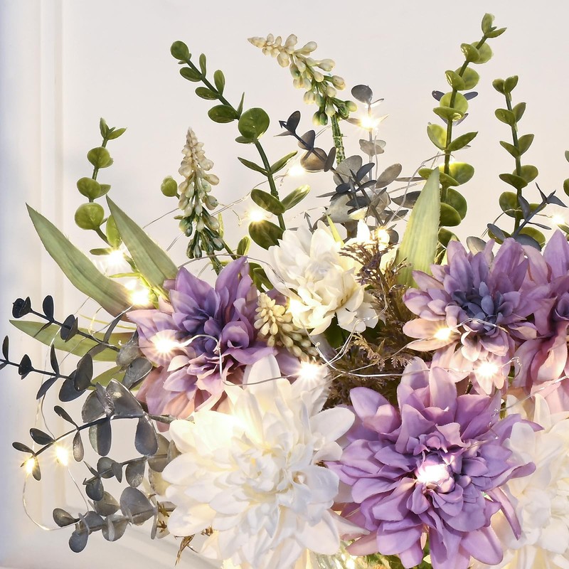 Martine Mall Fake Flowers In Vase Lights Faux Flowers In Vase Dahlia Artificial gallery