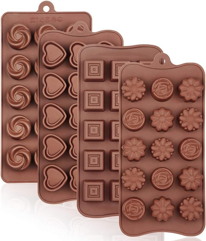 4 moldes de silicona para chocolate antiadherentes para hacer bombones pequenos