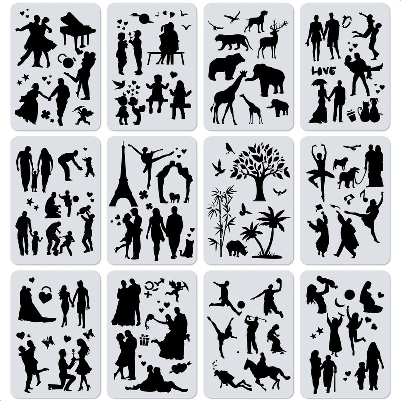 12Pcs Drawing Stencils for Painting on Wood – Large Stencils for Painting on …
