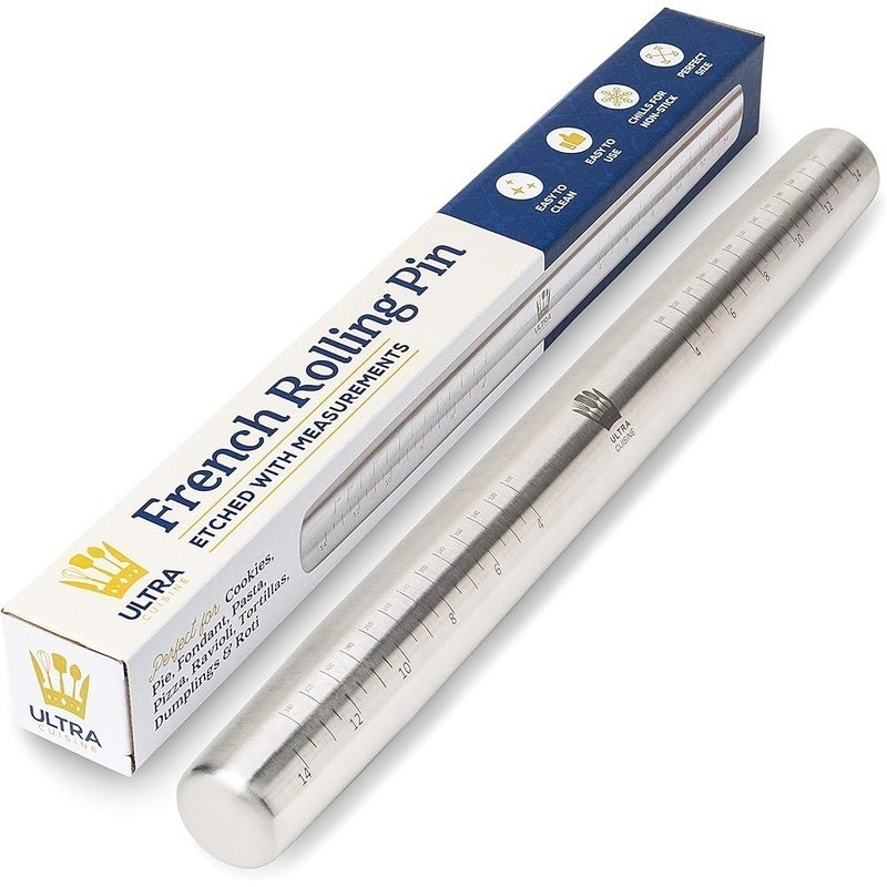 Stainless Steel Rolling Pin Nonstick Easy Clean Tapered Design Baking Tool New