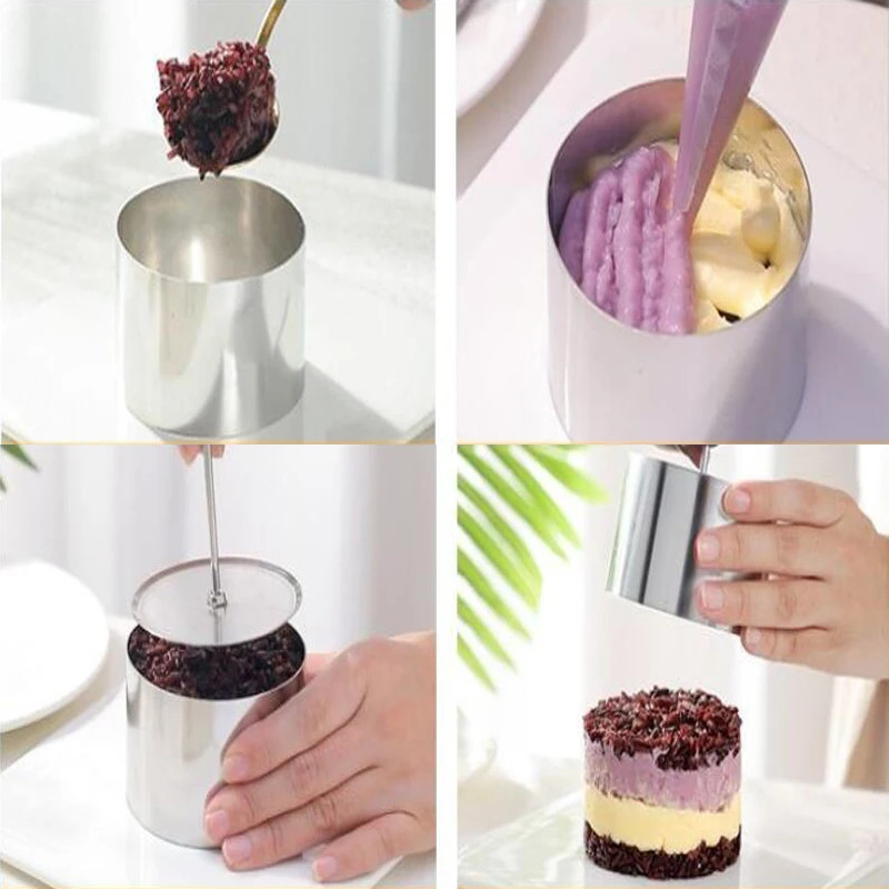 Round Stainless Steel Cake Mousse Ring with Lid Cake Decoration Tool Pastry Cake gallery
