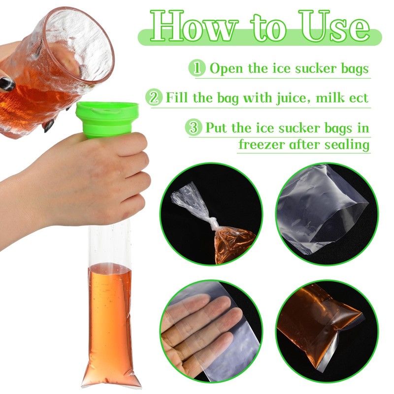 600 Pcs Disposable Ice Lolly Bags Plastic Mold Ice Cream Bags with Silicone F... gallery