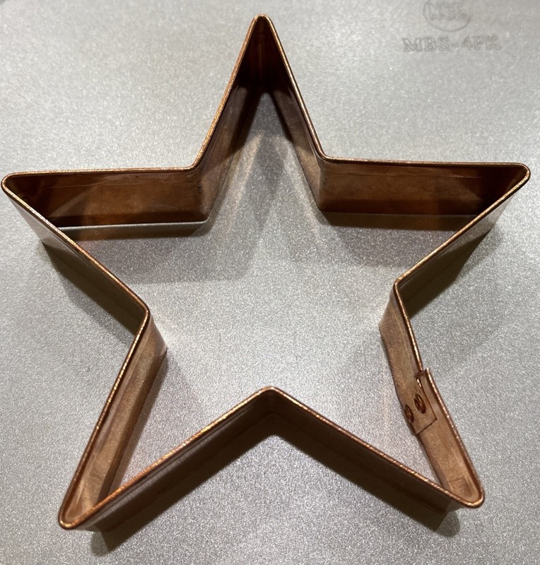 STAR COPPER COOKIE CUTTER large, 5 Inch Heavy Duty rolled edge