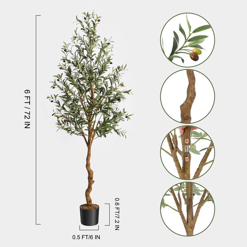 Gaomon Artificial Olive Tree 6Ft72In Tall Faux Olive Trees Silk Leaves For Home gallery