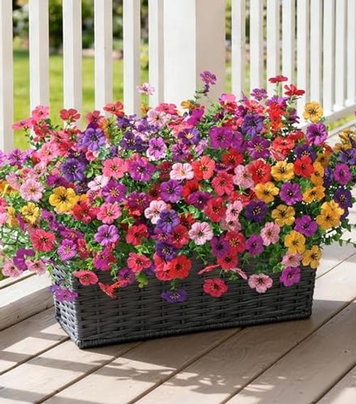 Artificial Flowers for Outdoor 24 Bundles Fake Mums with 6 Color Mixed gallery