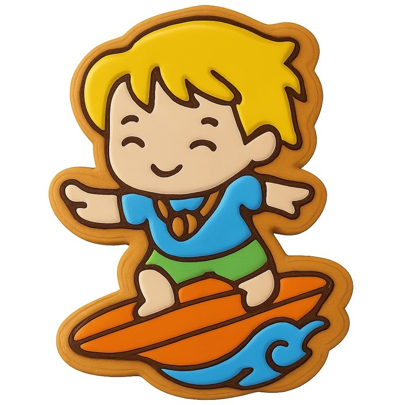 Chibi Surfing with a Seashell Necklace Cookie Cutter & Stamp, Fondant & - 3.2x4" gallery
