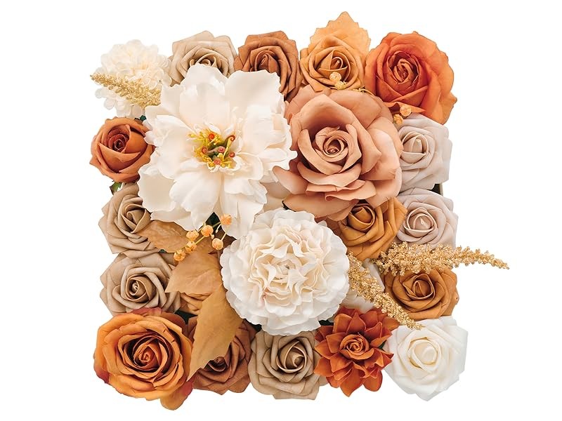 TIN TIME Artificial Flowers Burnt Oran & Navy Blue Flower bo for gallery