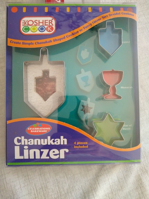 Chanukah linzar 2 dreidal 1 menorah and star cookie mold stainless steel