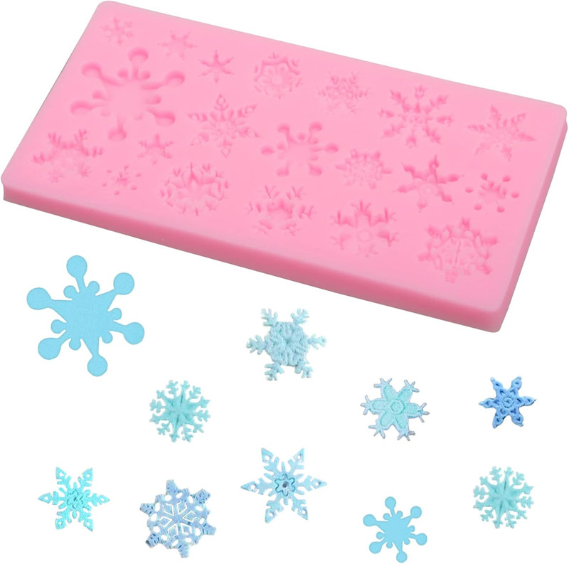 Christmas Snowflake Silicone Molds 5 Pcs, Christmas Snow Chocolate Fondant Mold gallery