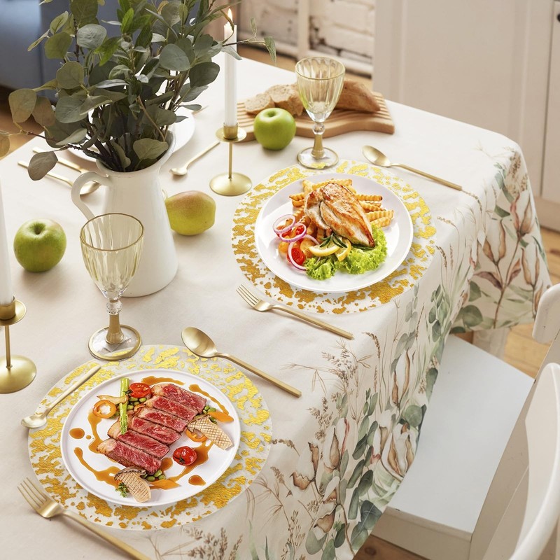 KesaPlan 100 PCS Disposable Gold Placemats Set, 13" Metallic Round Doilies fo... gallery