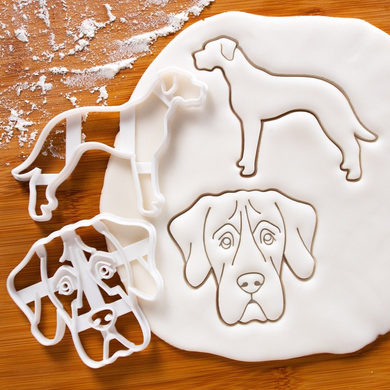 Set of 2 Great Dane Cookie Cutters – portrait dog treats rescue adopt animal