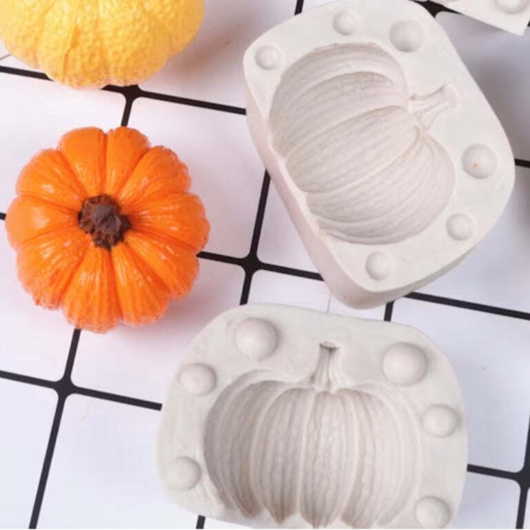 3D Pumpkin Halloween Sugar Craft Fondant Clay Resin Silicone Mold 2-Pc. Set