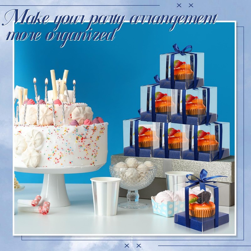 50 Pcs Clear Cupcake Boxes Individual 3.5 Inch Plastic Single Cupcake Contain... gallery