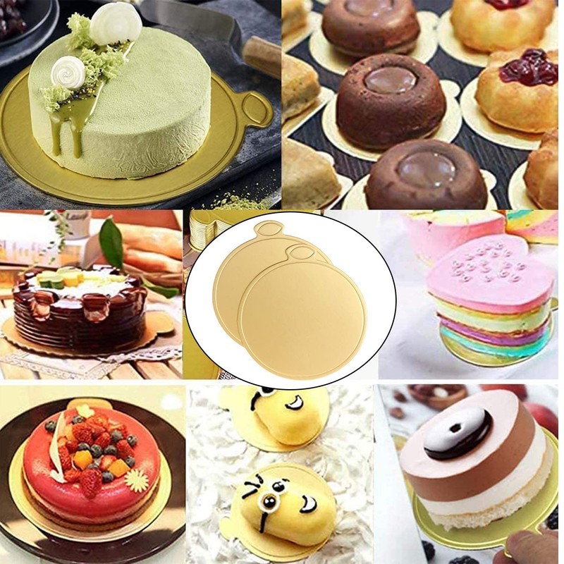 100 Pcs Gold Mini Cake Boards Cupcake Base Set 8cm Mousse Cups gallery