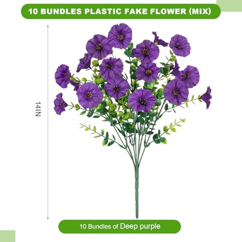 12 Bundles Morning Glory Artificial Flowers for Outdoor Decoration Dark Purple gallery