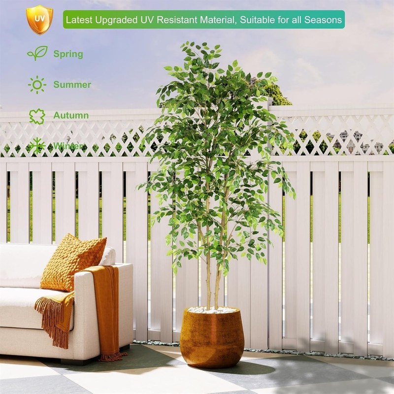 Nafresh Tall Uv Resistant Ficus Tree Artificial6Ft72In Faux Ficus Tree gallery