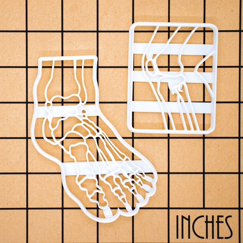 Knee & Foot Bone X-Ray Cookie Cutters Set -Radiology orthopedic anatomy get well gallery