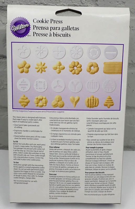 Wilton Cookie Press New 12 Disks Press Ergonomic Design Easy Squeeze Handle gallery