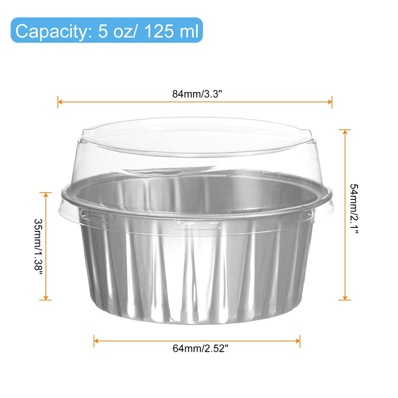 25Pcs Baking Cups with Lids 5oz Aluminum Foil Liners Mini Cups Silver Tone gallery