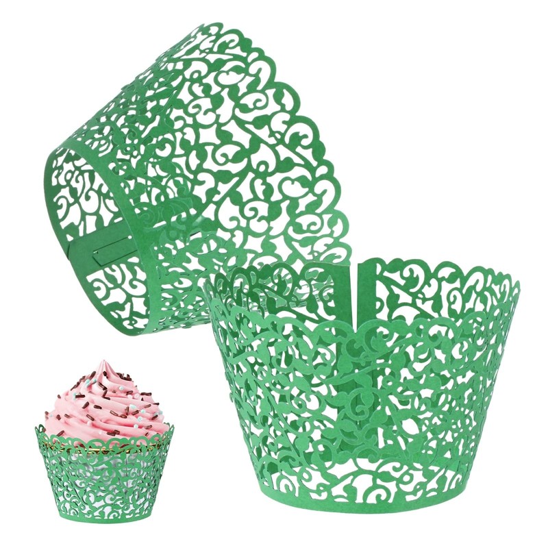 100-Pack Cupcake Wrappers, Vine Decoration Standard Baking Cups for Wedding/B…