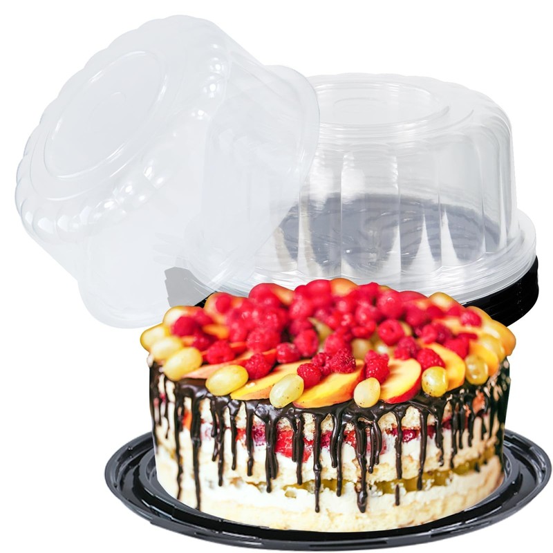 10" Disposable Clear Cake Containers with Dome Lids - 5 Pack Cupcake Holders for gallery