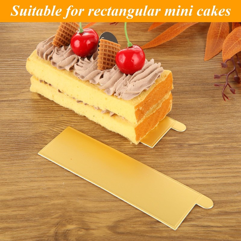 300 Pcs Golden Mini Cake Boards, 5.1" x 1.6" Rectangle Cake Boards, Greasepro... gallery