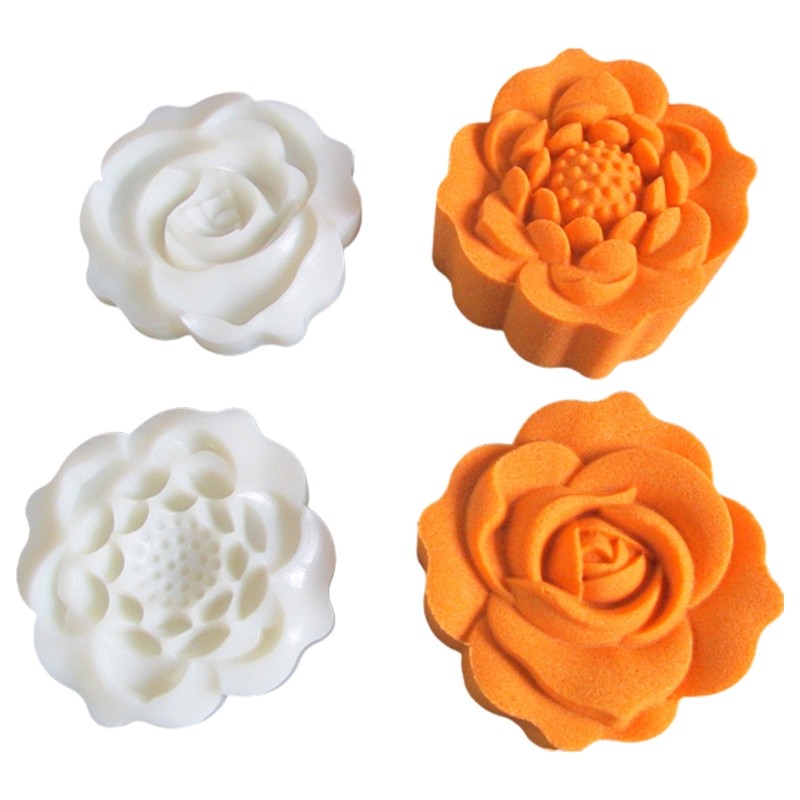 Moon Cake Mould Hand Pressure Cookies Cutter Smooth Exquisite Rose Lotus Shape gallery