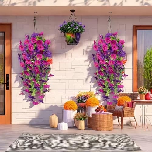 Artificial FlowersPcs Fake Hanging Flowers for 2 Purple Blue & Purple Red gallery