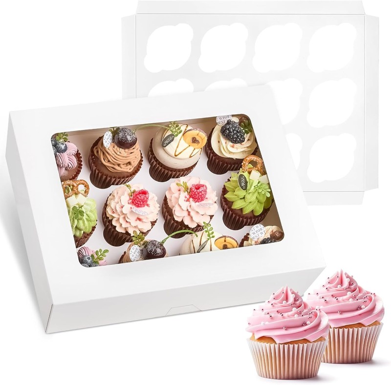 12 Count Cupcake Boxes, 2 Pack White Cupcake Containers with Windows and Inse... gallery