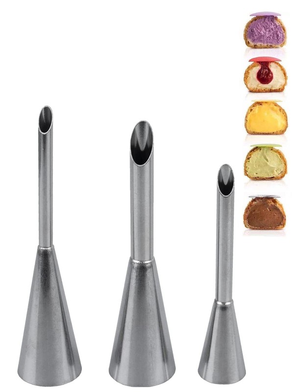 Cream Puff Filling Tip,Eclair Piping Tip,Long Puff Nozzle Tip Decorating Tool…