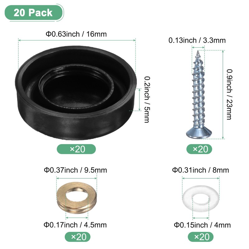 20-Pack Screw Covers Caps, 0.63" Dia Decorative Mirror Screws Cap [Black] gallery