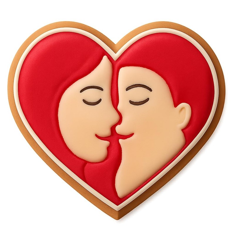Loving Heart Kiss Cookie Cutter - 4x3.5" Premium Baking Design Fun gallery