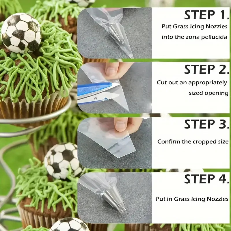 3Pcs Stainless Steel Cake Decorating Set Seamless Icing Tips&Grass Piping Nozzle gallery