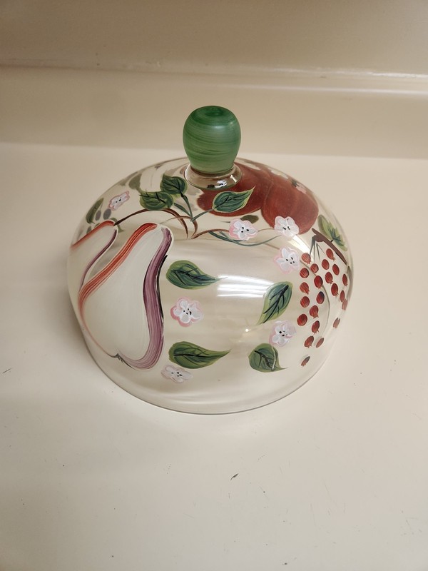 Cake dome handpainted with fruits, 9 1/2 diameter, gallery