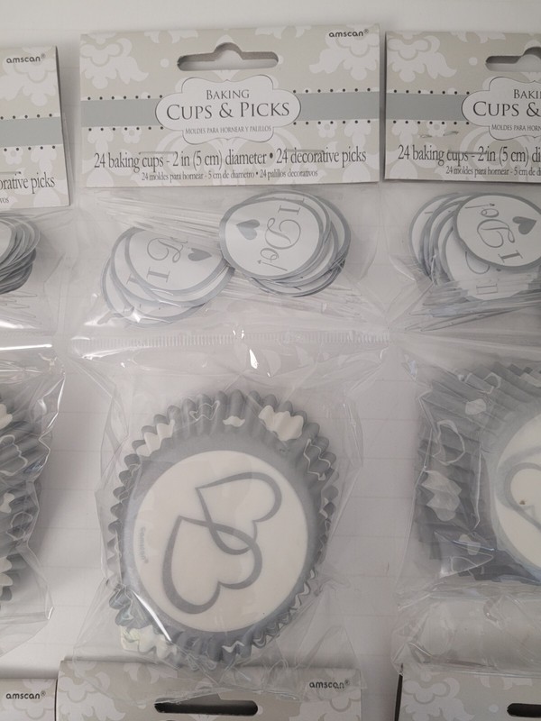 9- 24 Count Engagement Bridal Cupcake Liner Baking Cups Picks Party Supplies 216