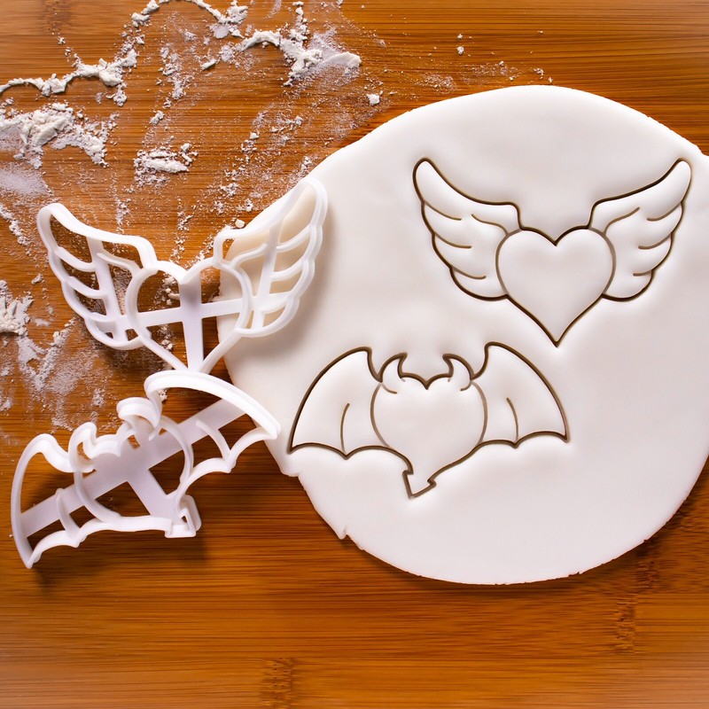 Angel & Devil Heart Wings Cookie Cutters – wedding valentines day gothic love