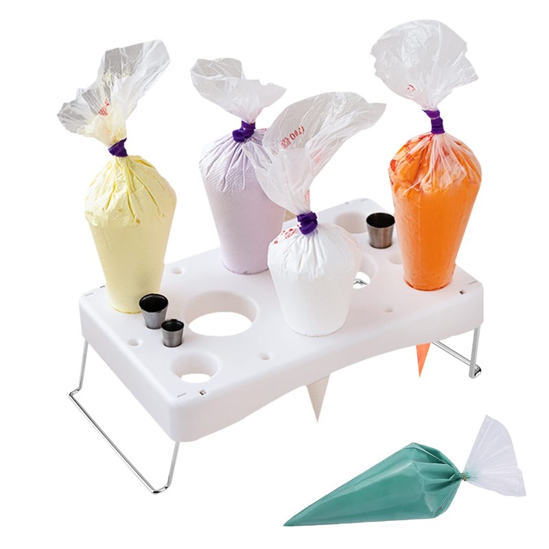 8 Slots Piping Bag Holder and Cake Tip Organizer, Detachable Plastic Cake Bak…