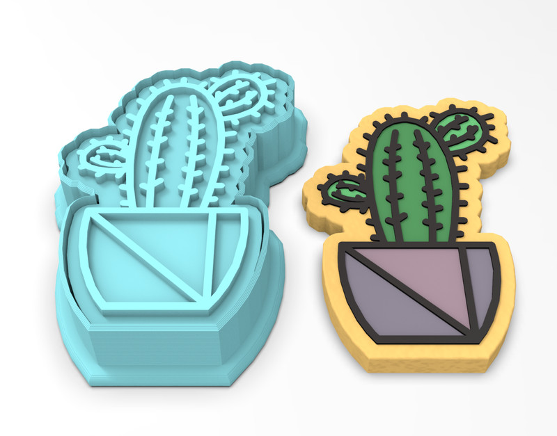 Cactus Cookie Cutter & Stamp | Cowboy Western Plant Cacti #3