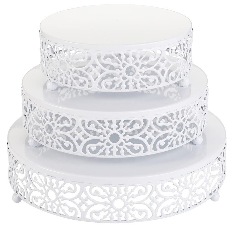 Metal Cake Stand Set of 3 Round Food Safe Display Easy Clean Elegant Design New gallery