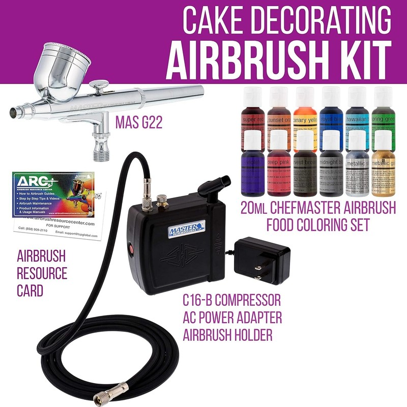 Cake Decorating Airbrushing System Kit with a Set of 12 Chefmaster Food Color... gallery