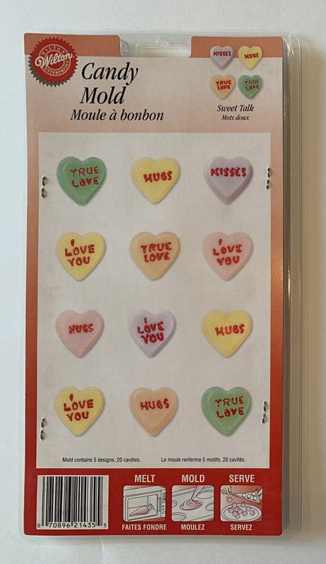 Wilton Candy Mold Valentine Hearts Conversation Be Mine I Love You 2115 - 1435 gallery