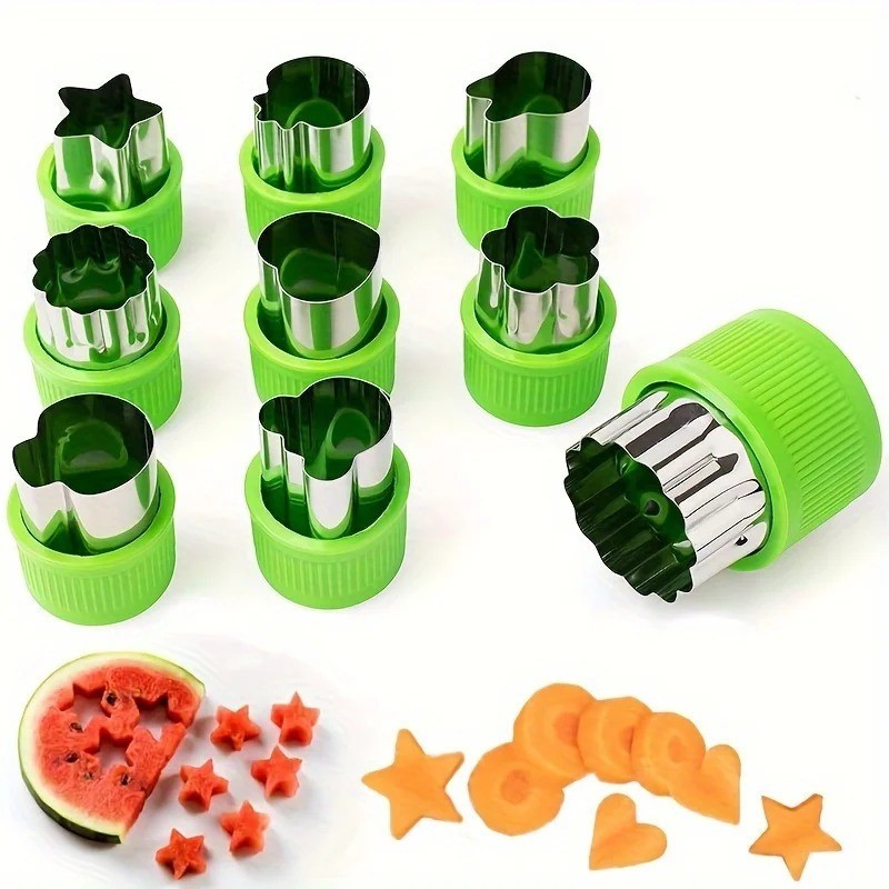 9 Piece Fruit Veggie Cutter Set Mini Cookie Shape Slicers Molds Stainless Steel gallery