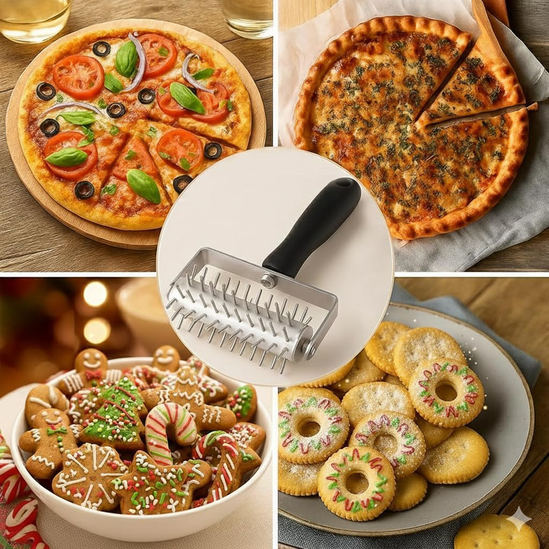 Pizza Dough Docker Roller Stainless Steel, Pin Puncher Dough Hole Maker, Docking gallery