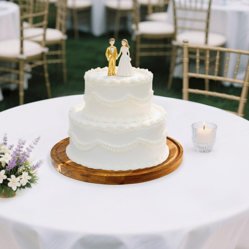 Wood-Cake-Stand With Acrylic Dome Lid, Round Wooden Cake Holder Plate With Co... gallery