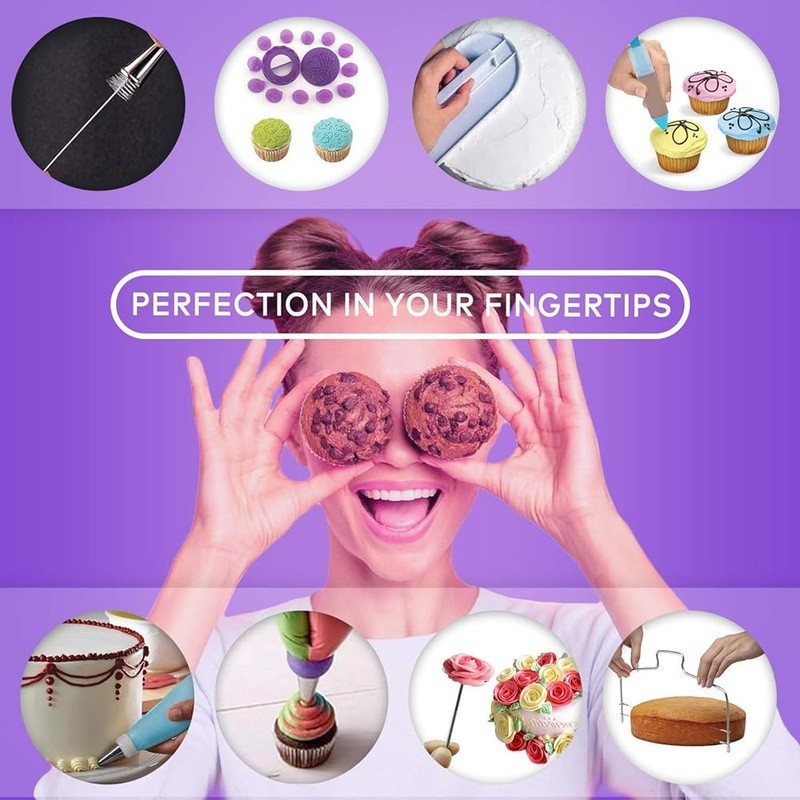 Cake Decorating Kit W/ Revolving Turntable Piping Tips Cake Molds Tools eBook US gallery
