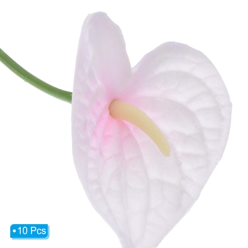 10Pcs 13" Artificial Anthurium Lily Flowers Floral Bouquet Decor, Pink White gallery