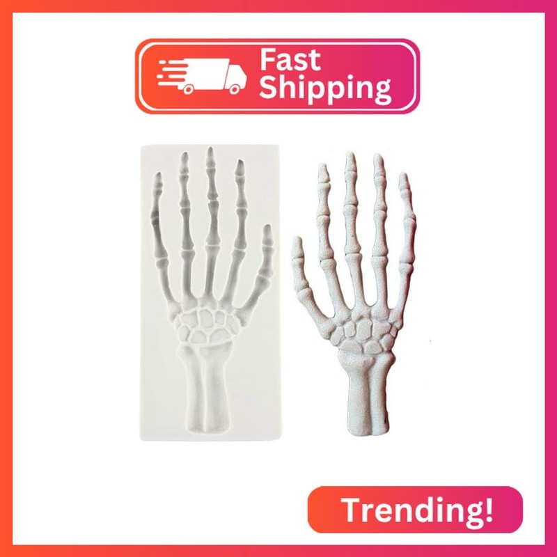 QDMOLDS Halloween Silicone Molds Skeleton Hands Fondant Molds for Cake Decoratin