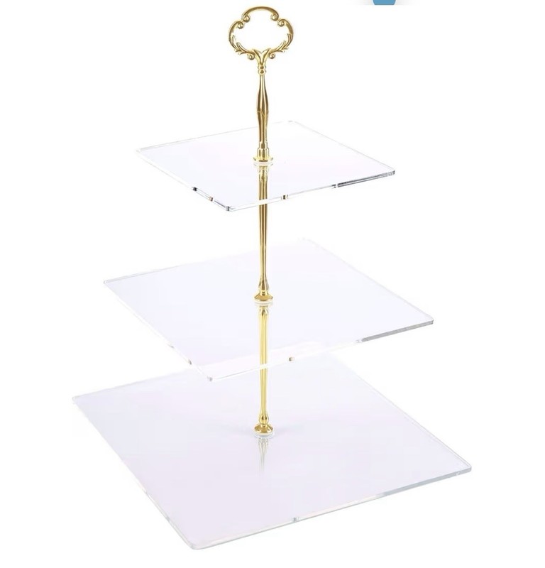 Jusalpha 3 Tier Acrylic Square Cupcake Stand, Dessert Display Tower